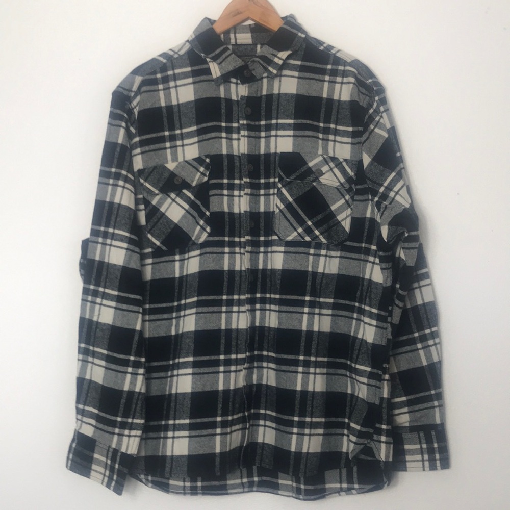Jachs New York shirt black flannel plaid, buttons, 100% cotton size XXL